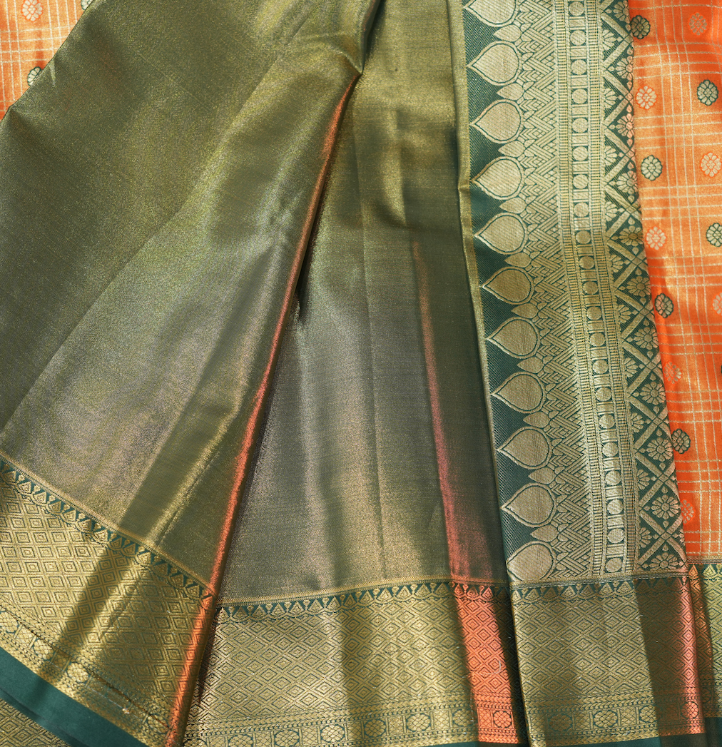 Checked with Mini putta tissue saree