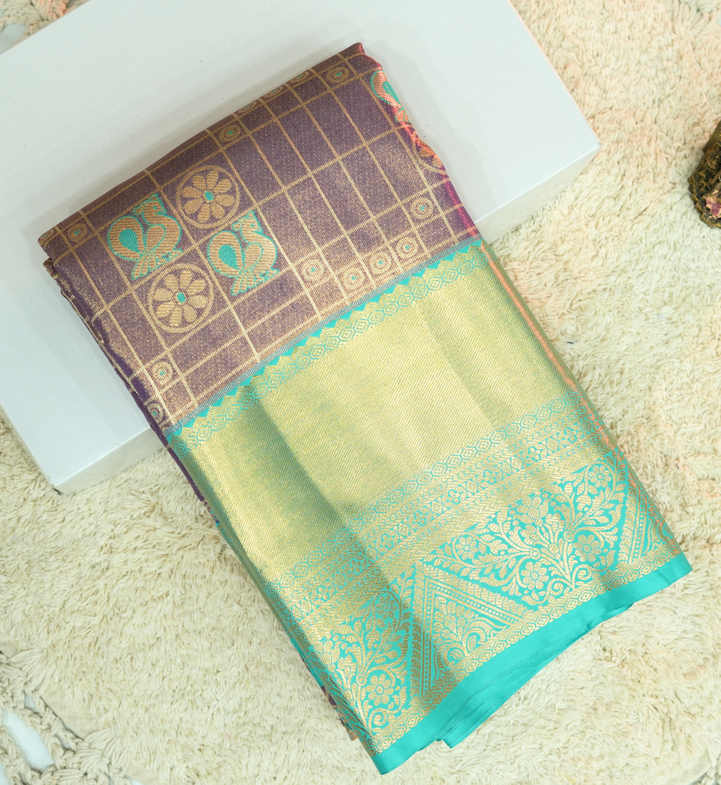 Checked body Tissue saree