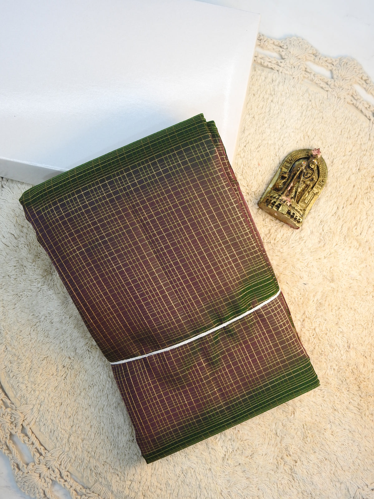 Jamun x Green semi pure silk