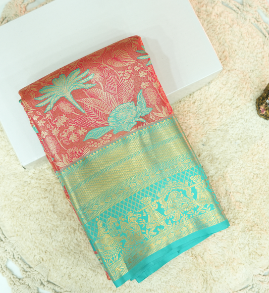 Crimson red Tissue saree