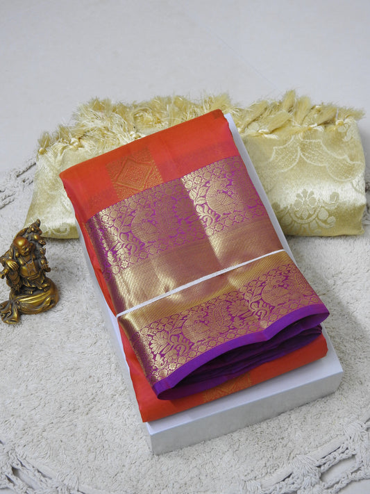 Semi pure silk with big border box putta