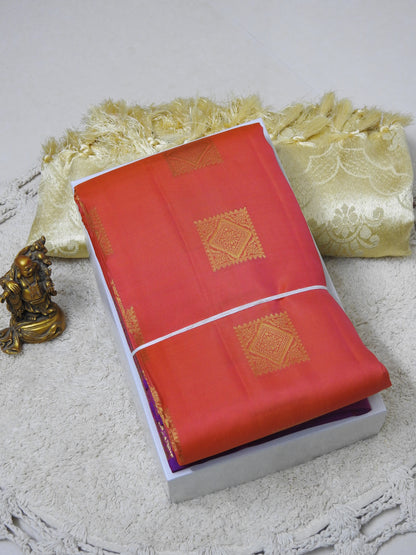 Semi pure silk with big border box putta