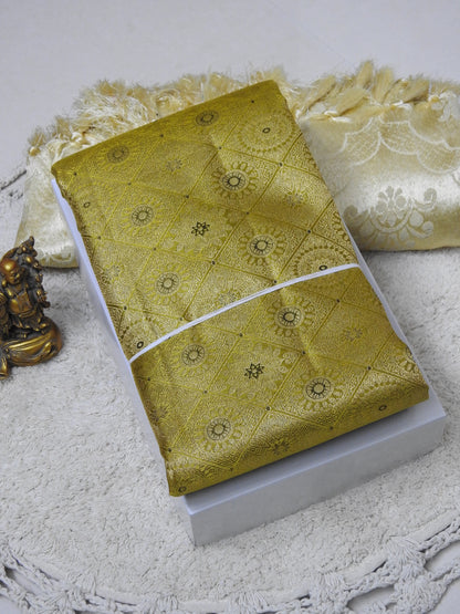 Pure silk with cross check leaf border