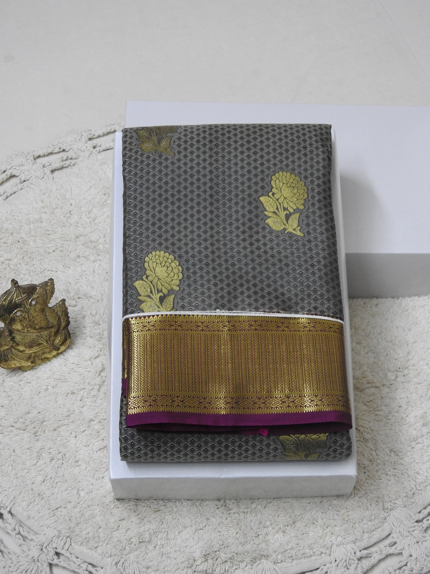 semi pure silk with full body flower putta