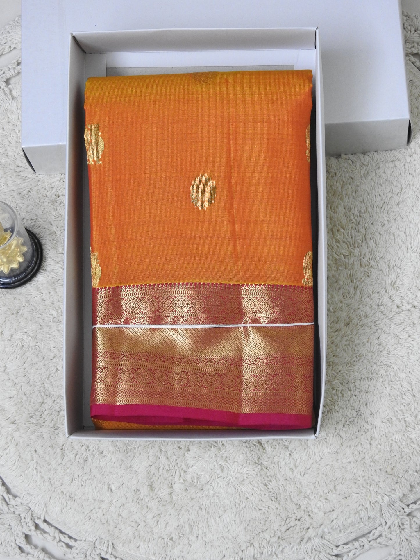 Semi pure silk with peacock putta