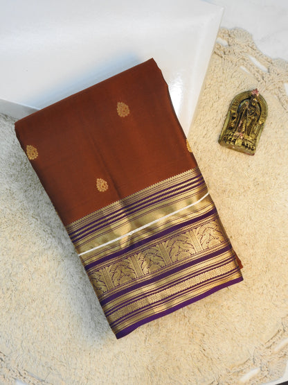 Brown x Purple Semi pure silk saree