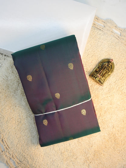 Green x purple semi pure silk