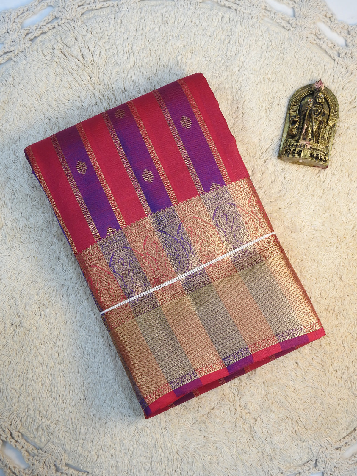 Red x Purple semi pure silk