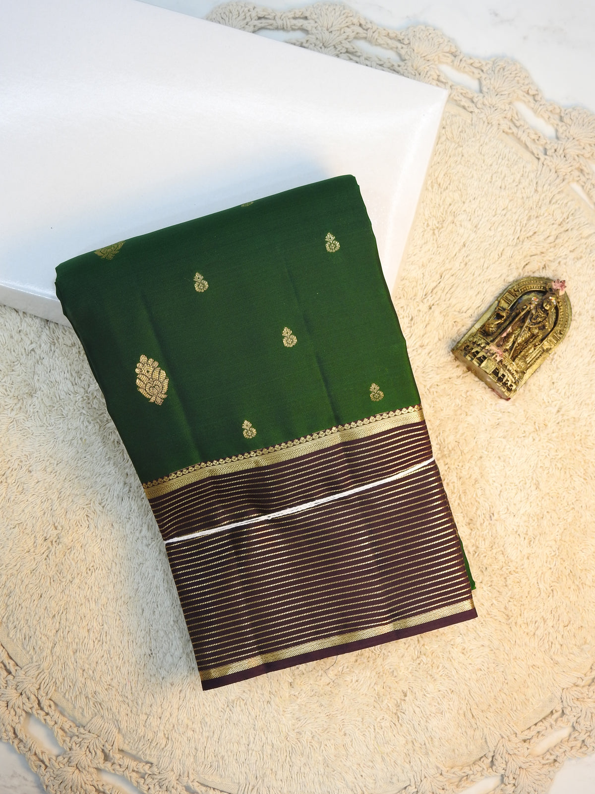 Green x Choco brown semi pure silk