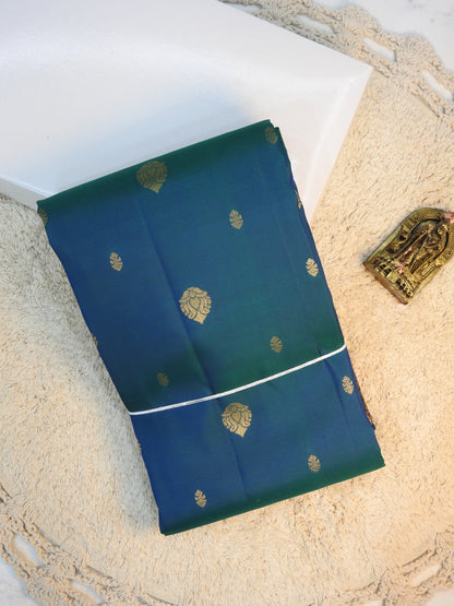 Ink blue x Green semi pure silk