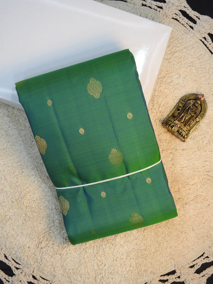 Ink blue x Green semi pure silk
