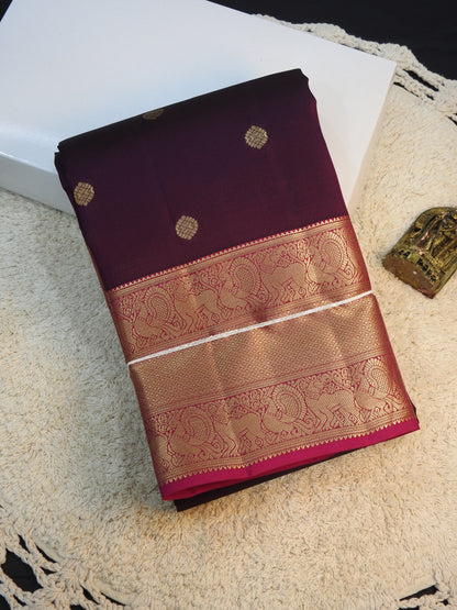 Jamun x Rani pink semi pure silk