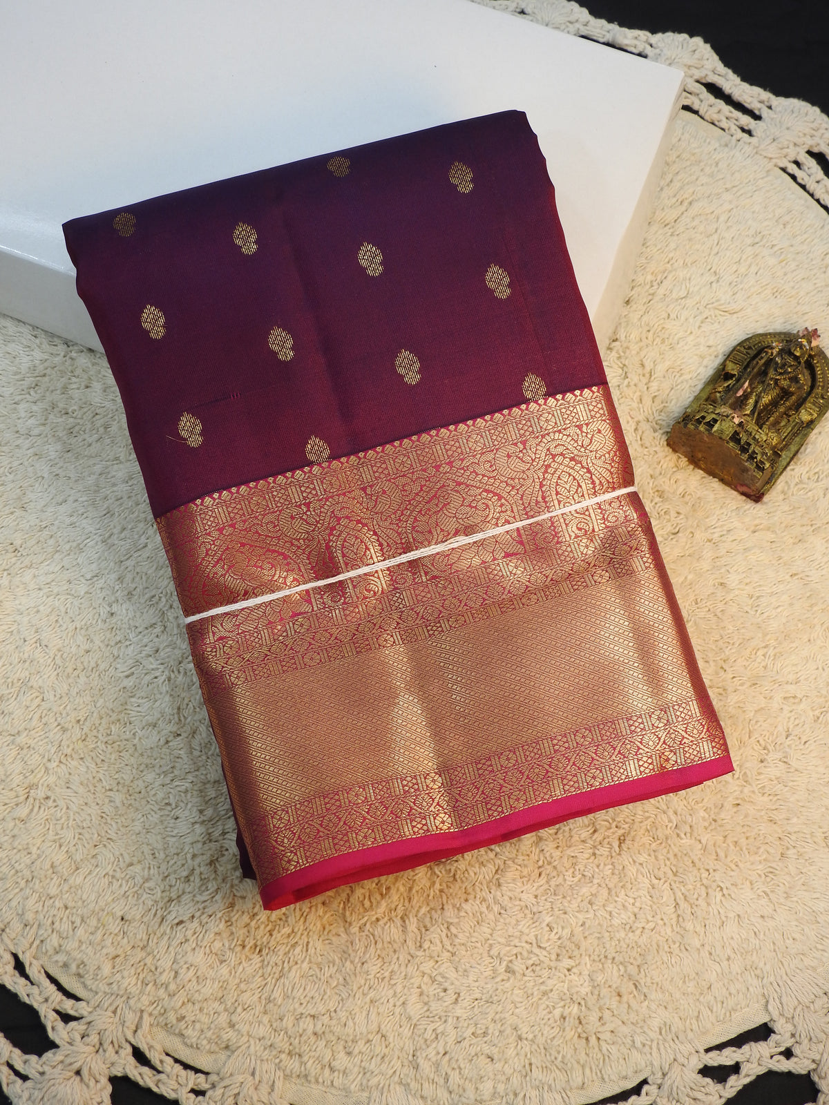 Rani rose x Jamun semi pure silk