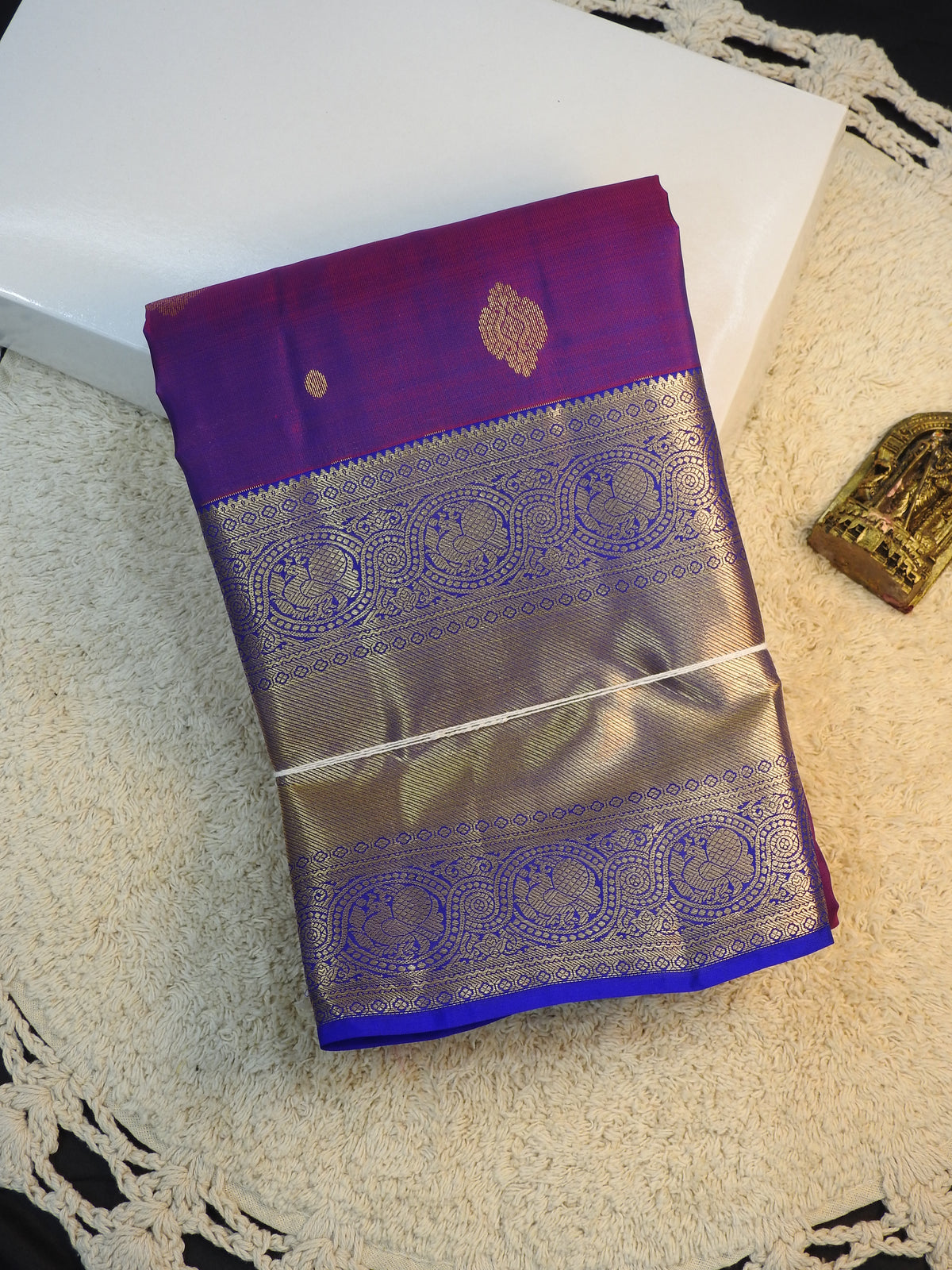 Ink blue x Purple semi pure silk