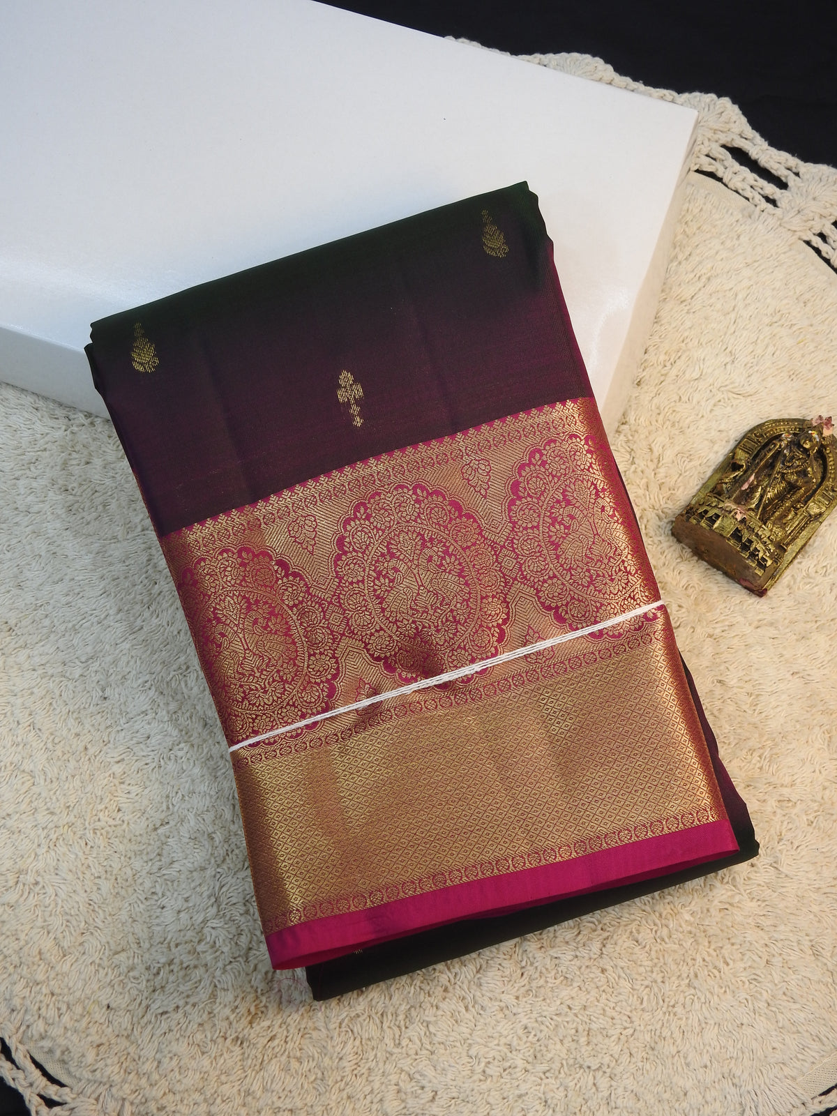 Choco brown x rani pink semi pure silk