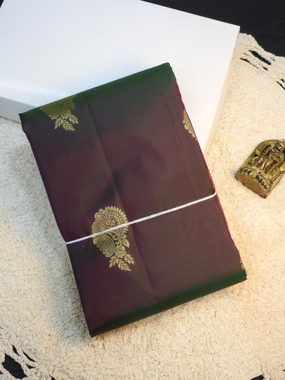 Rani rose x green semi pure silk
