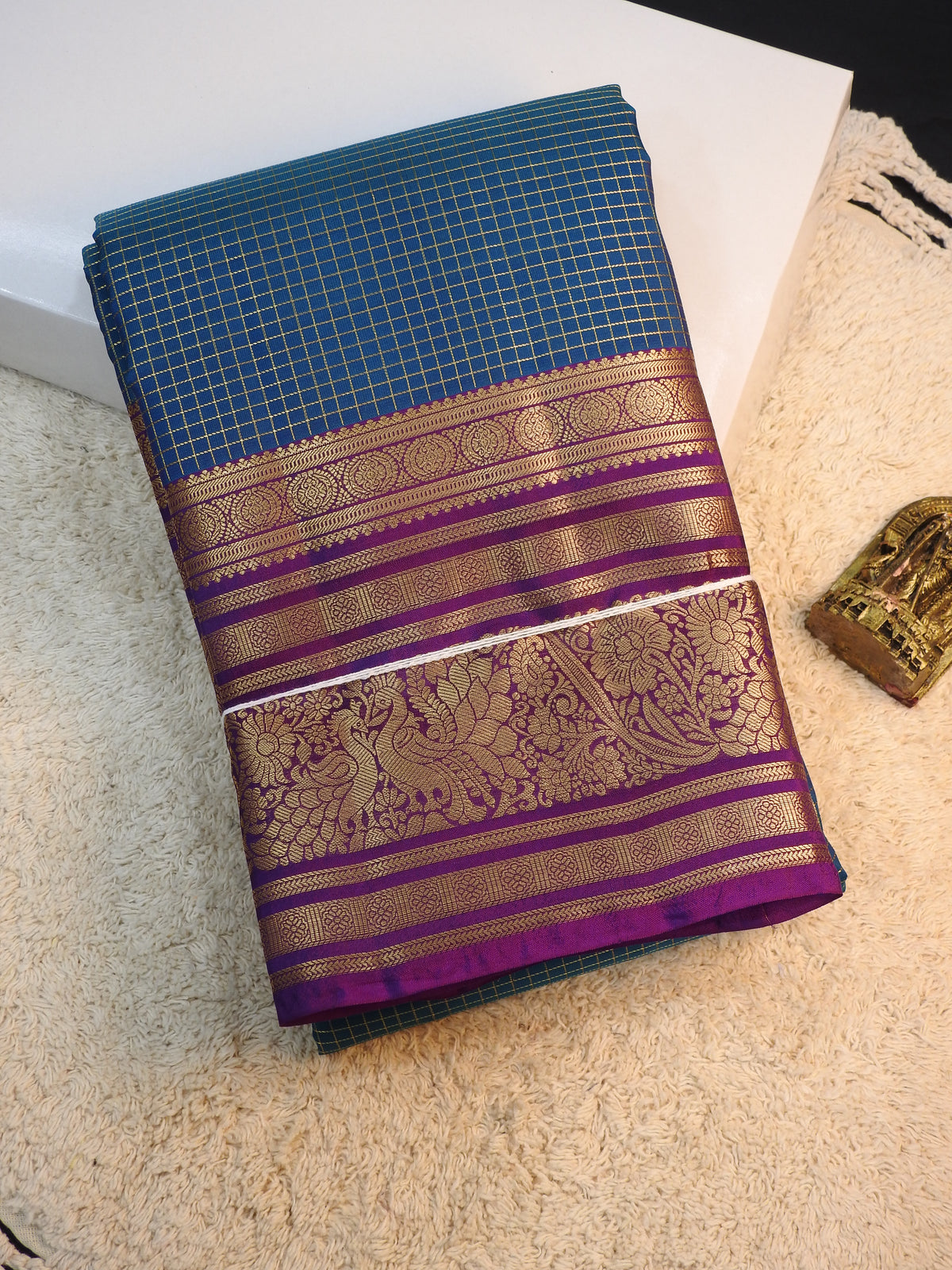 Ocean blue x Purple semi pure silk