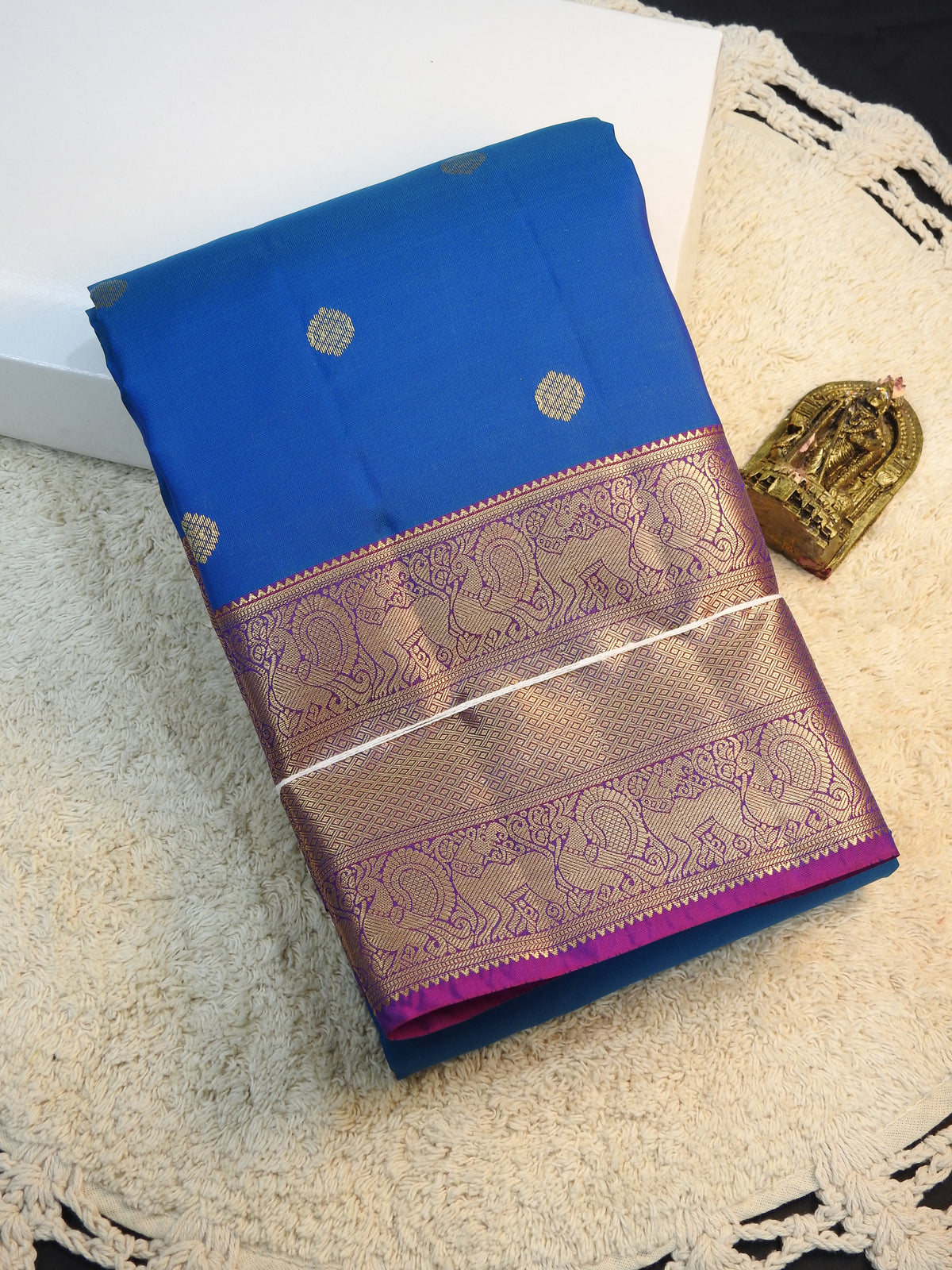 Blue x Lilac semi pure silk