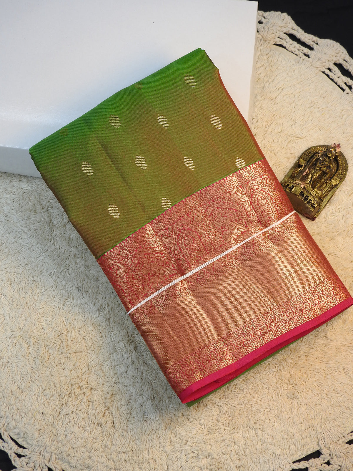 Rose x Lite green semi pure silk