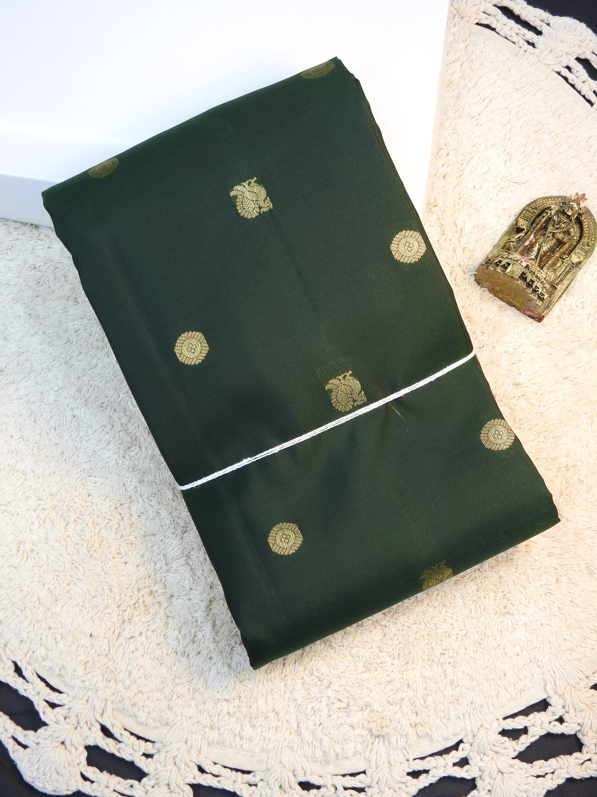 Dark green x Purple semi pure silk