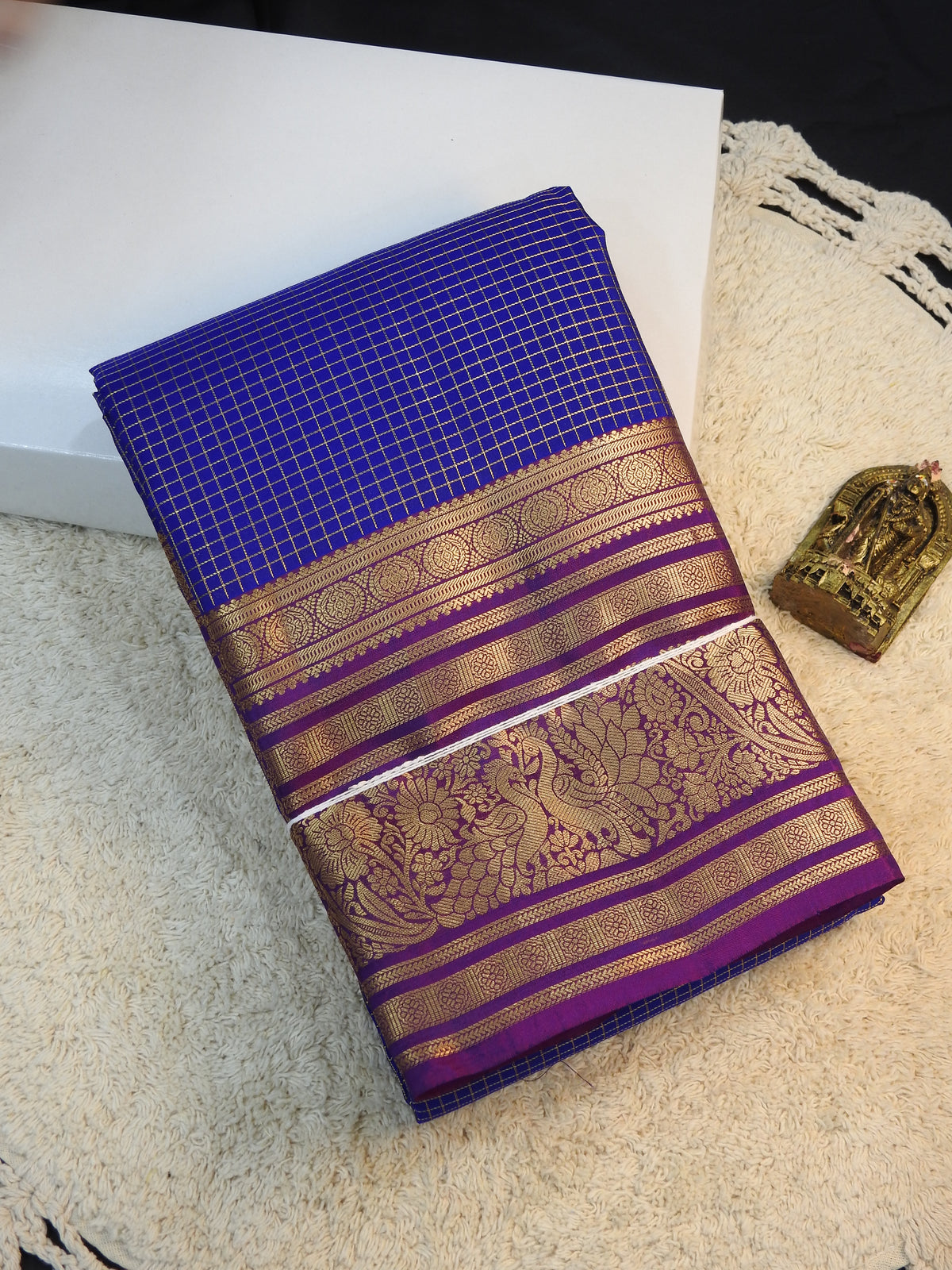 Ink blue x Purple semi pure silk