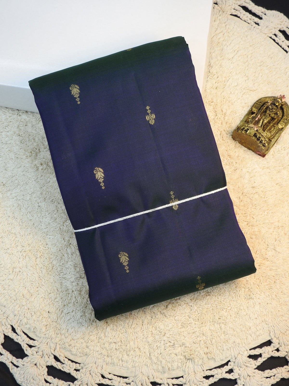 Navy blue x Purple semi pure silk