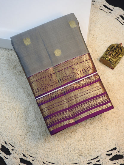 Grey x Purple semi pure silk