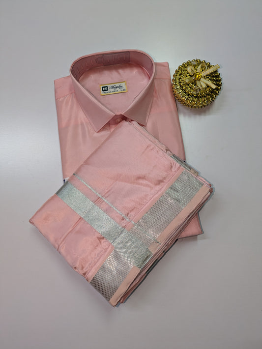 Premium Japan Silk Dhoti Set - Pink