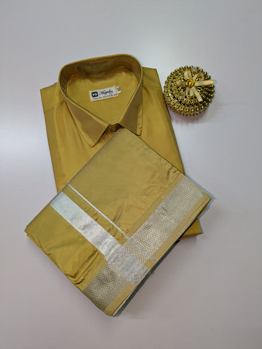 Premium Japan Silk Dhoti Set - Gold