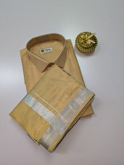 Premium Japan Silk Dhoti Set - Sandal
