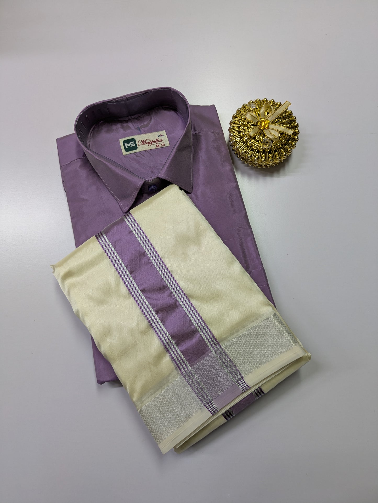 Premium Silk Dhoti Set with colour zari - Purple