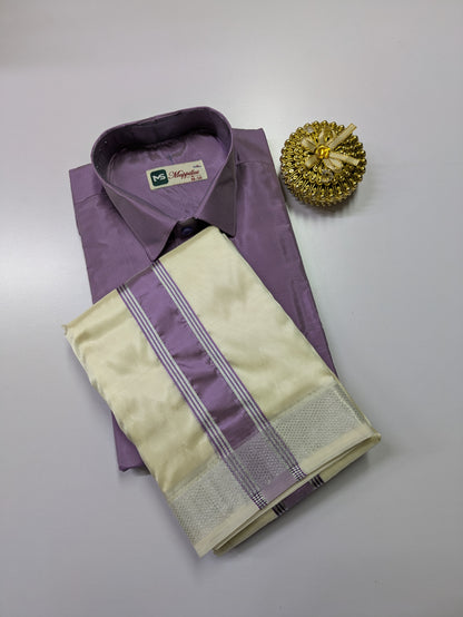 Premium Silk Dhoti Set with colour zari - Purple