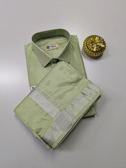 Premium Japan Silk Dhoti Set - Pista