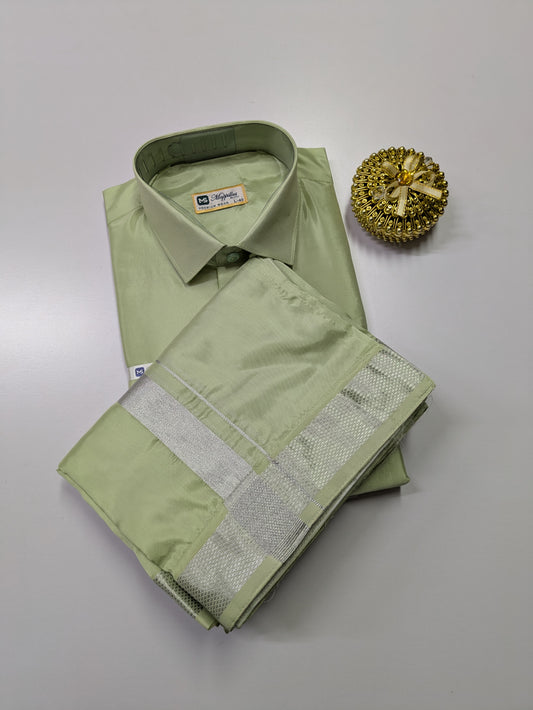 Premium Japan Silk Dhoti Set - Pista