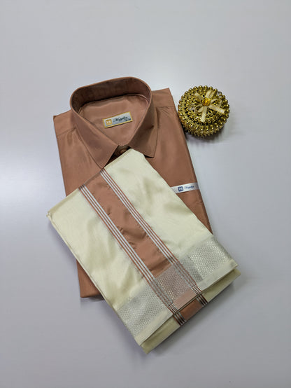 Premium Silk Dhoti set with colour zari - copper