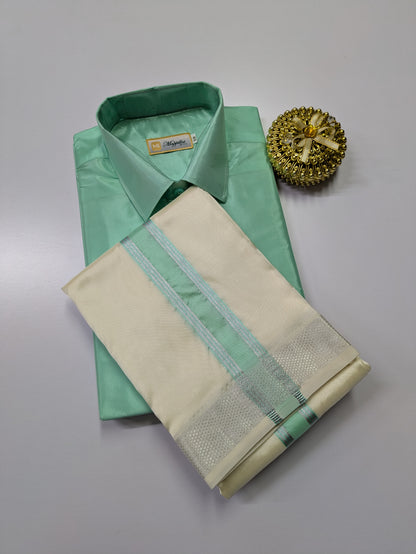 Premium Silk Dhoti Set with colour zari - Rexona