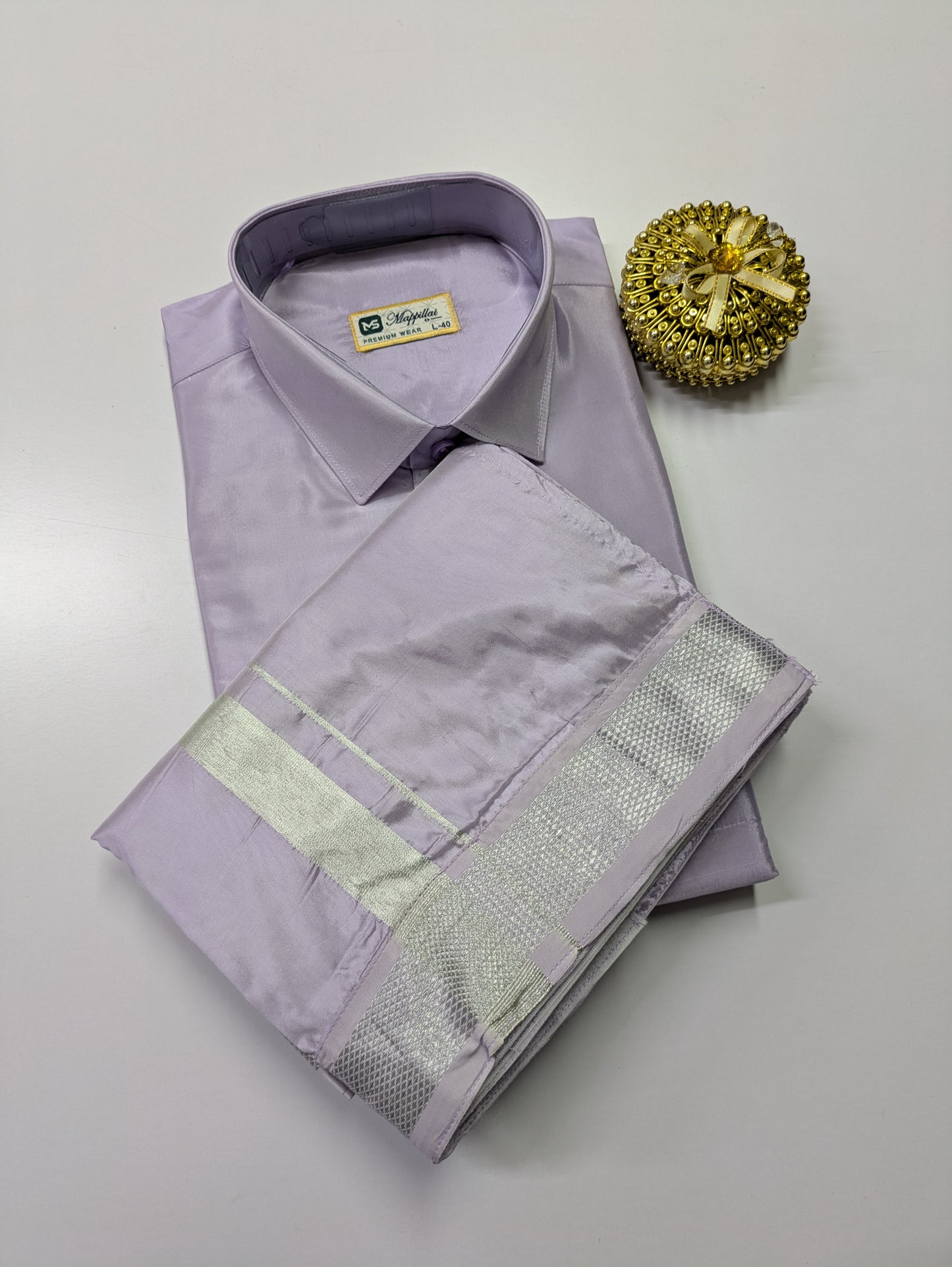 Premium Japan Silk Dhoti Set - Llilac