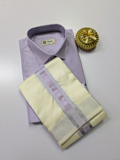 Premium Silk Dhoti set with colour zari - Lilac