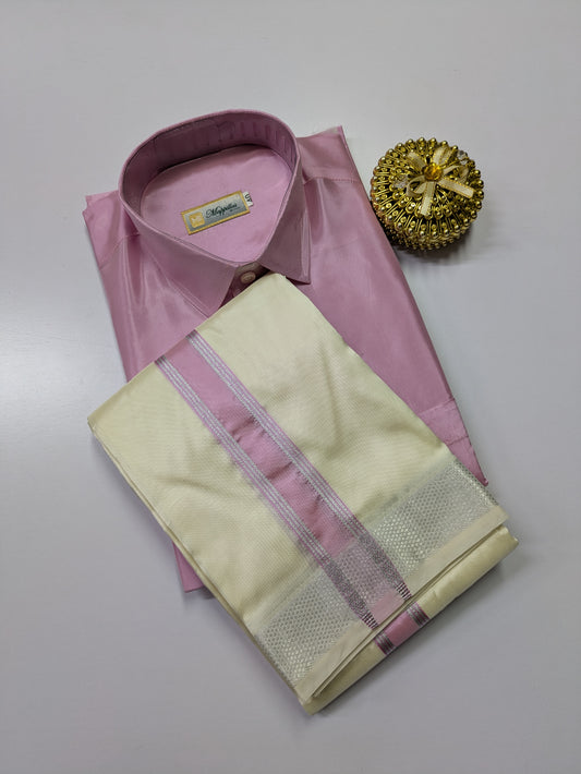 Premium Silk Dhoti Set with colour zari - lavender
