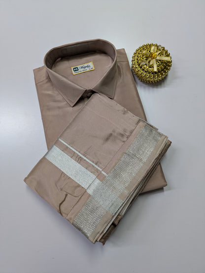 Premium Japan Silk Dhoti Set - Brown