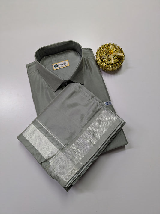 Premium Japan Silk Dhoti Set - Grey