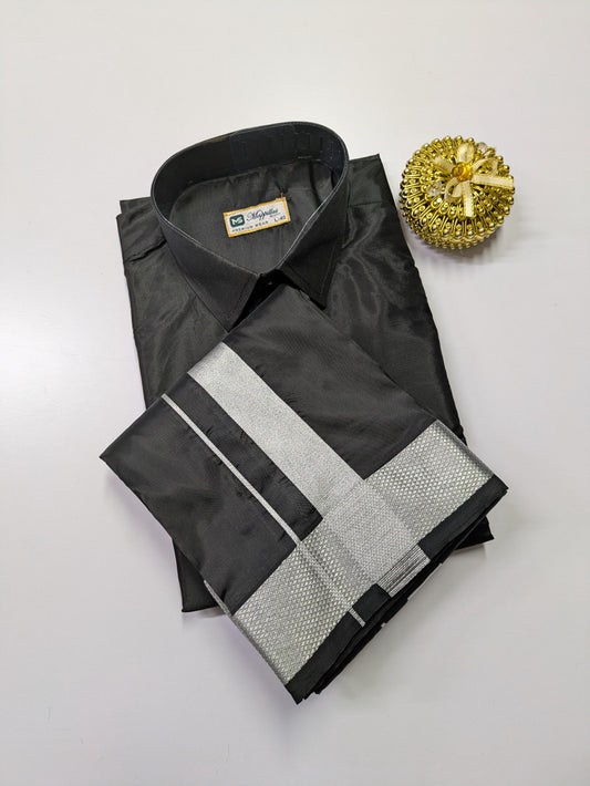 Premium Japan Silk Dhoti Set - Black