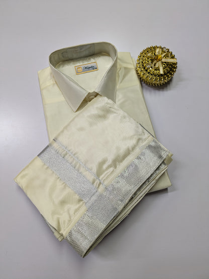 Premium Japan Silk Dhoti Set - Off White